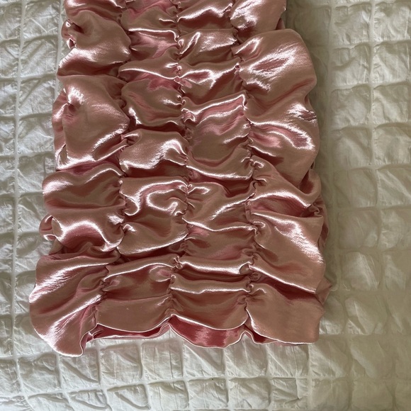 Urban Outfitters Pink Ruched Satin Dress - Picture 2 of 8